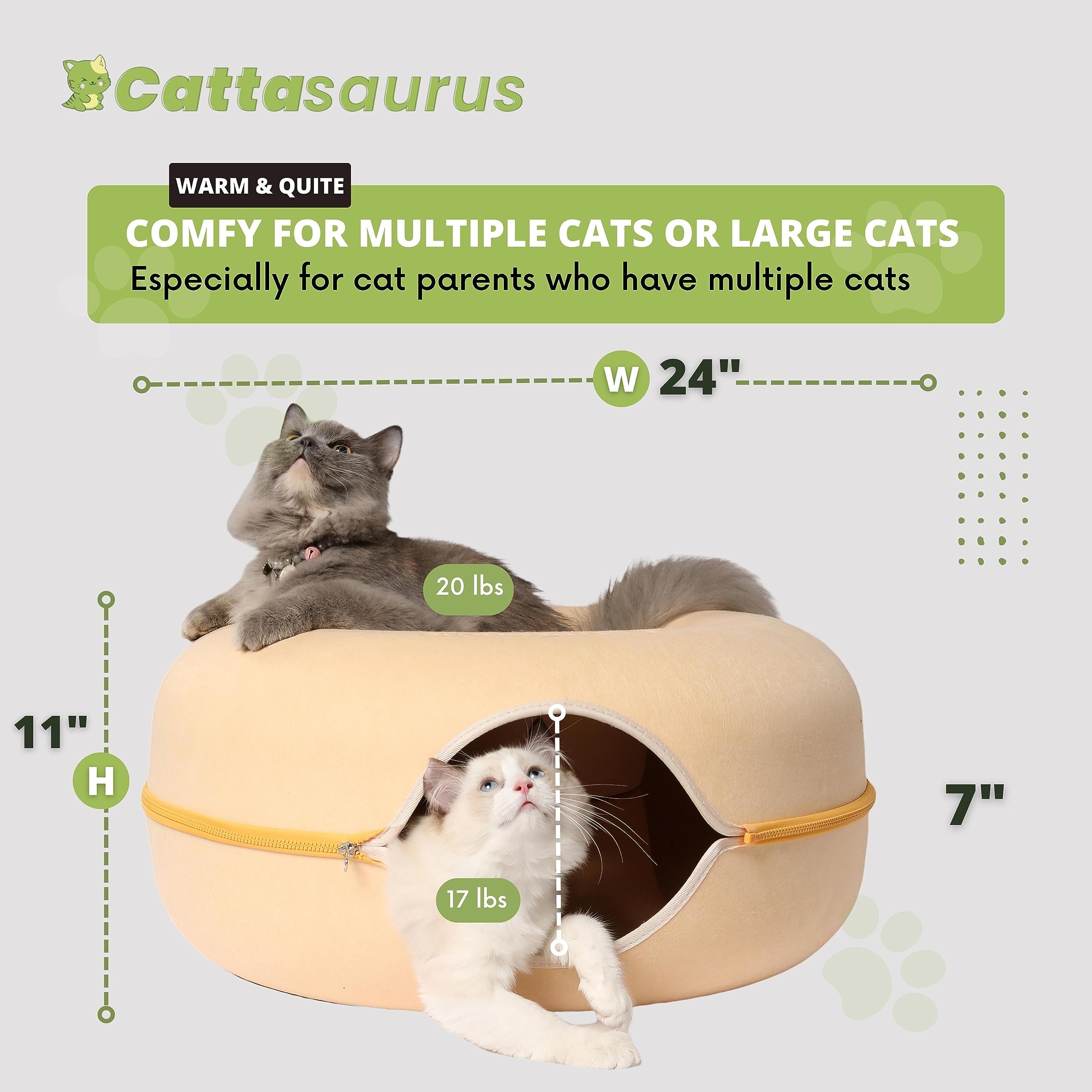 Cattasaurus Peekaboo rangement intégré, espace discret pour accessoires