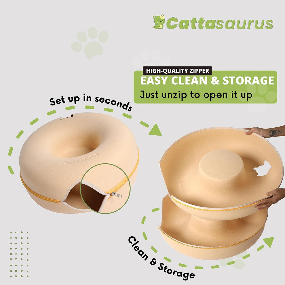 Cattasaurus Peekaboo tunnel gris sombre, aire de jeu interactive pour chats curieux