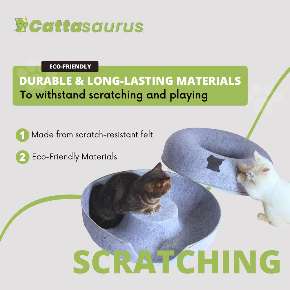 Cattasaurus Peekaboo: lit-cabane lavable et feutre durable en image.