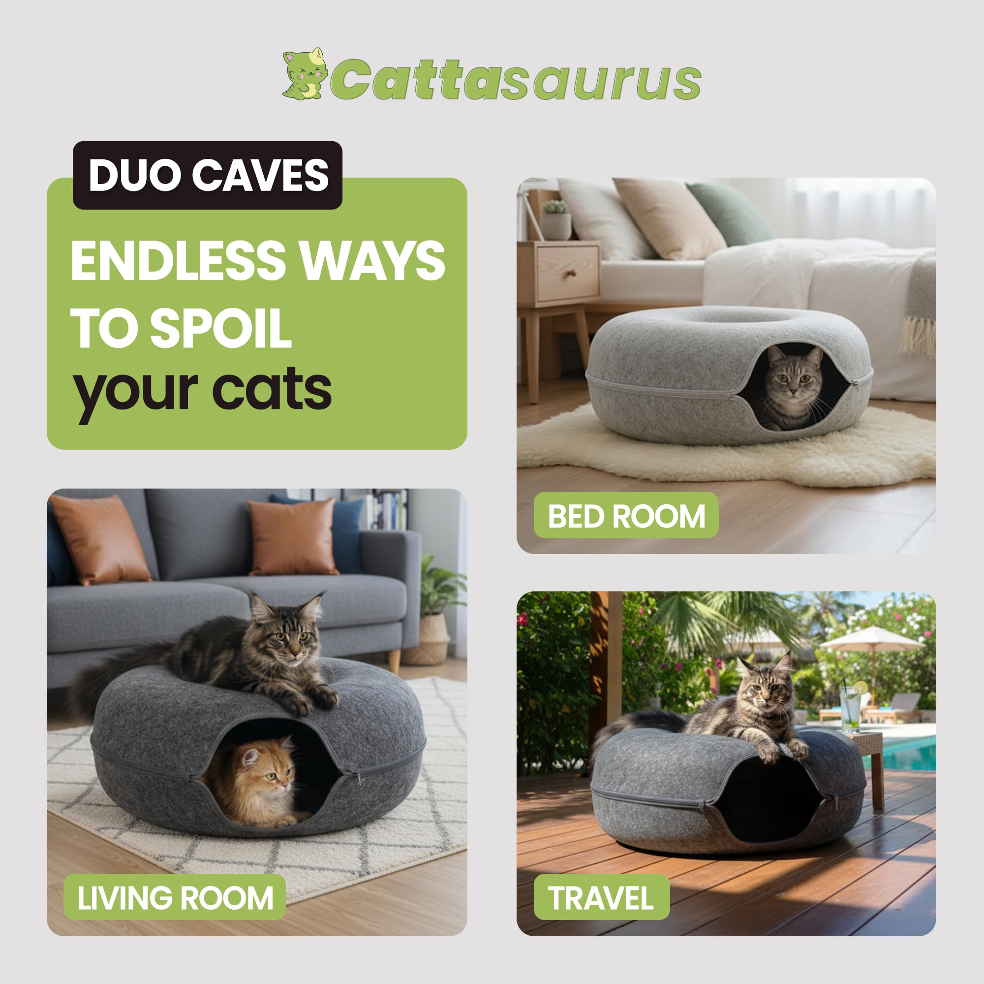Cattasaurus Peekaboo: tunnel-interactif et cave, jeux et repos réunis.
