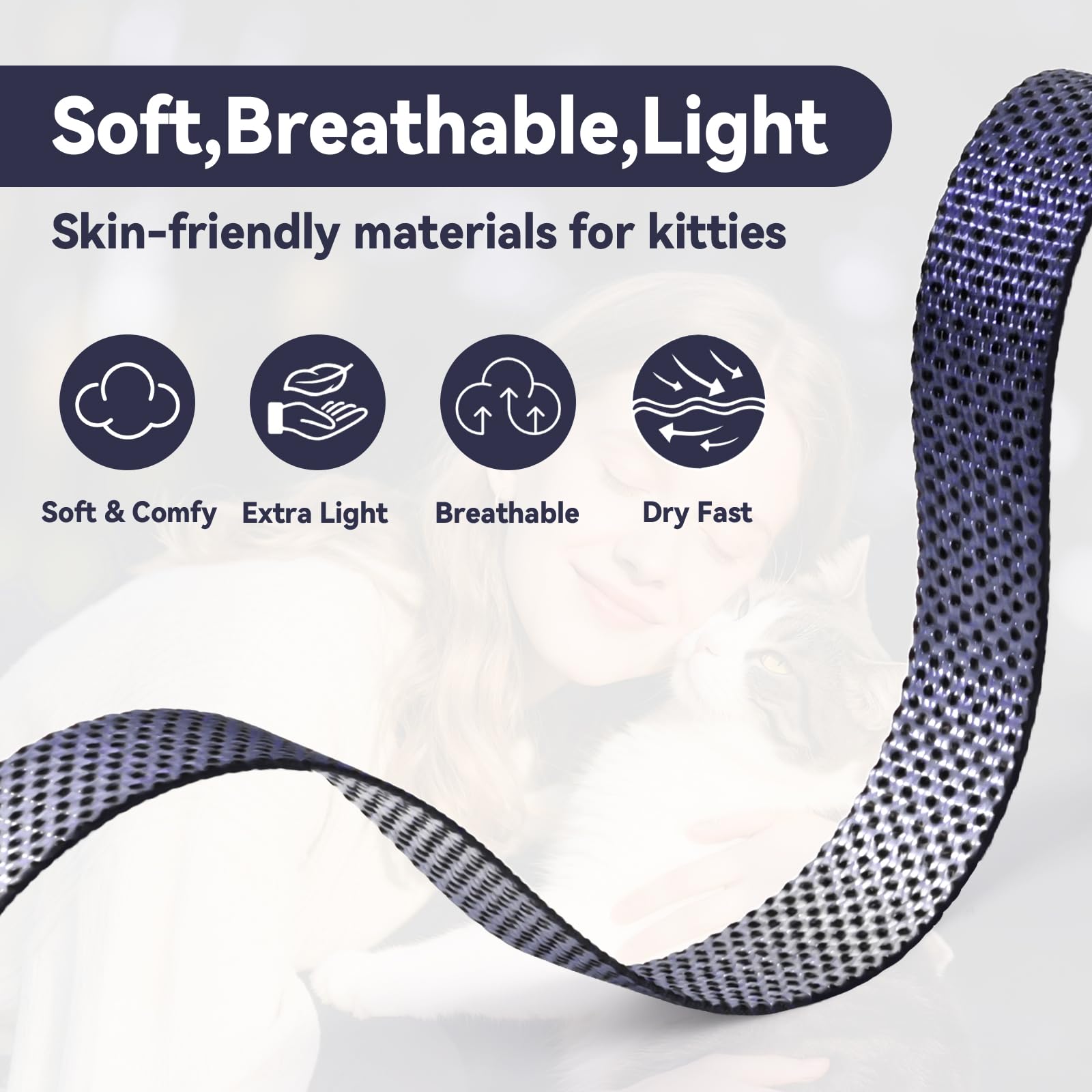 Harnais Cattooll couleur vive pour meilleure visibilité.