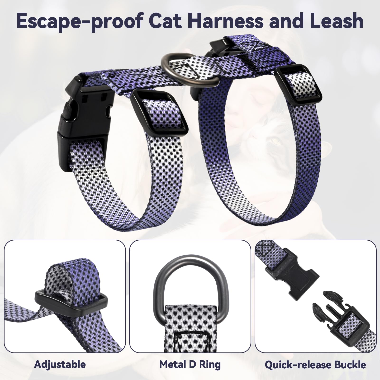 Harnais Cattooll léger en nylon doux et respirant.