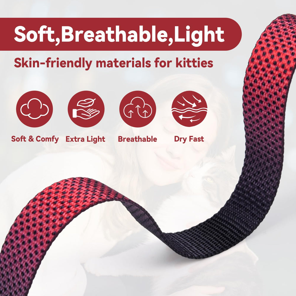 Cattooll harnais-chat couleurs vives pour meilleure visibilité extérieure.
