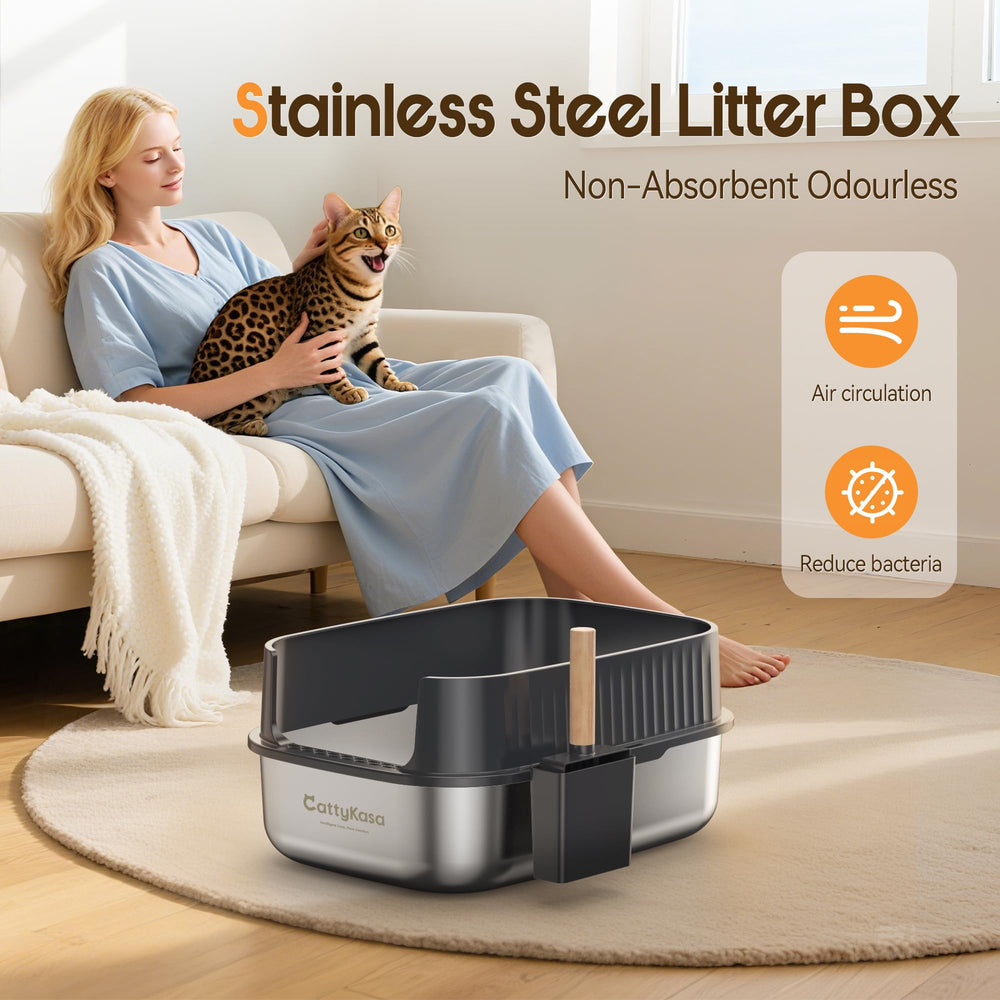 CattyKasa bac-litiere-xl-capacite-40-litres, ideale pour familles nombreuses.