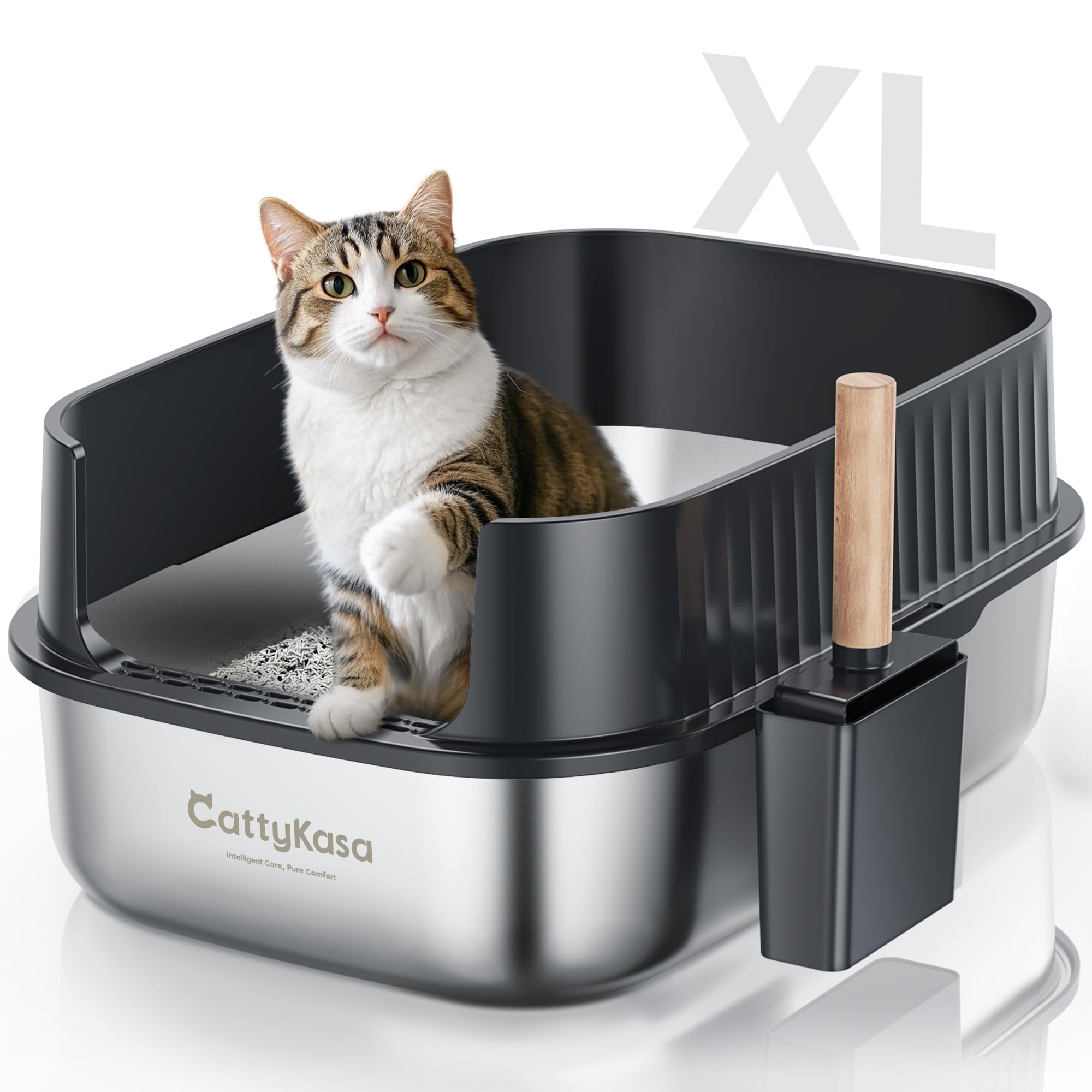 CattyKasa bac-litiere-xl-ferme, espace genereux et moins d'eclaboussures.