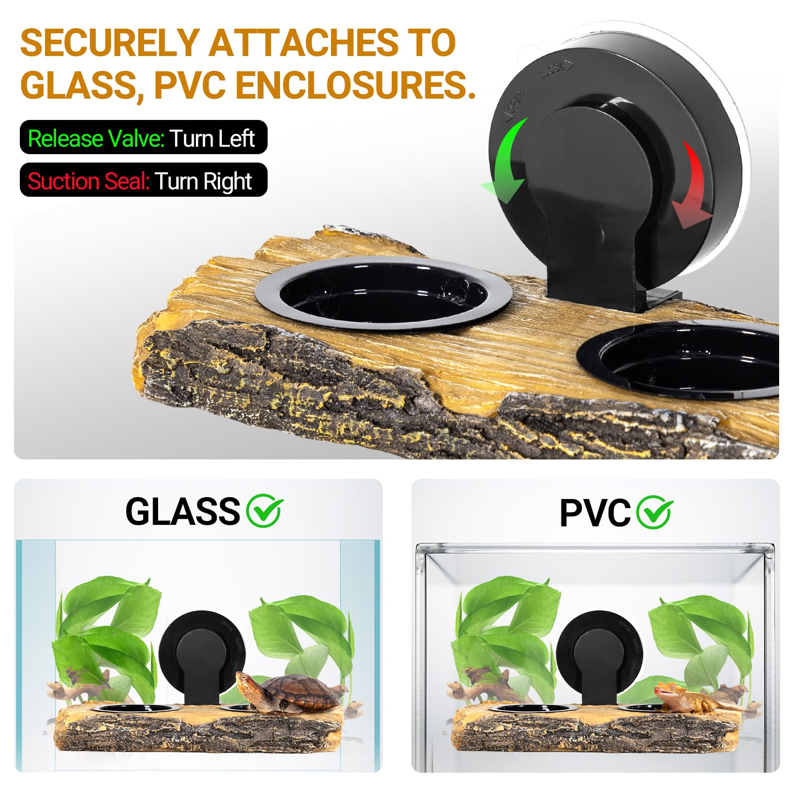 Ventouse 360°: fixation sans perçage sur verre, acrylique ou bois.