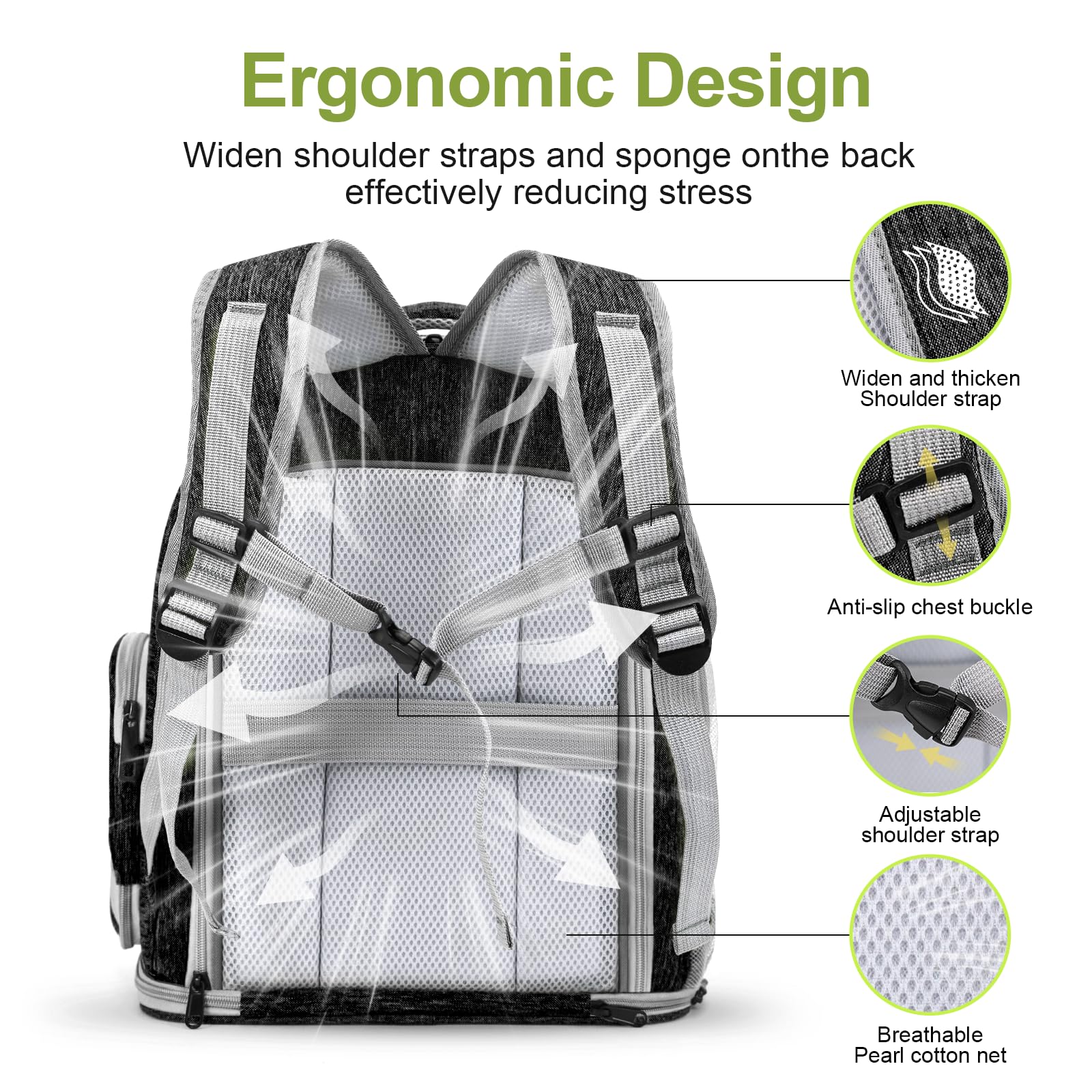 Cawypety poches pratiques sur le sac, rangement facile pour friandises et jouets.