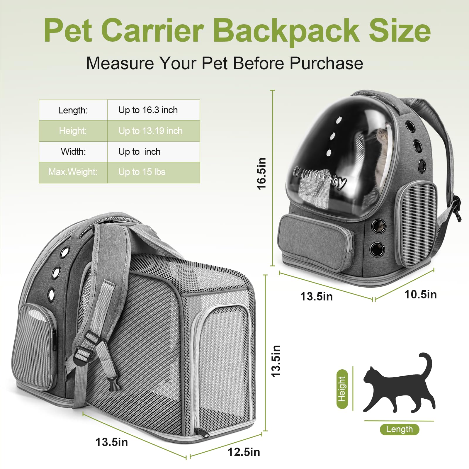 Cawypety sac dos chat bulle frontale – fenêtre pour observer votre compagnon.