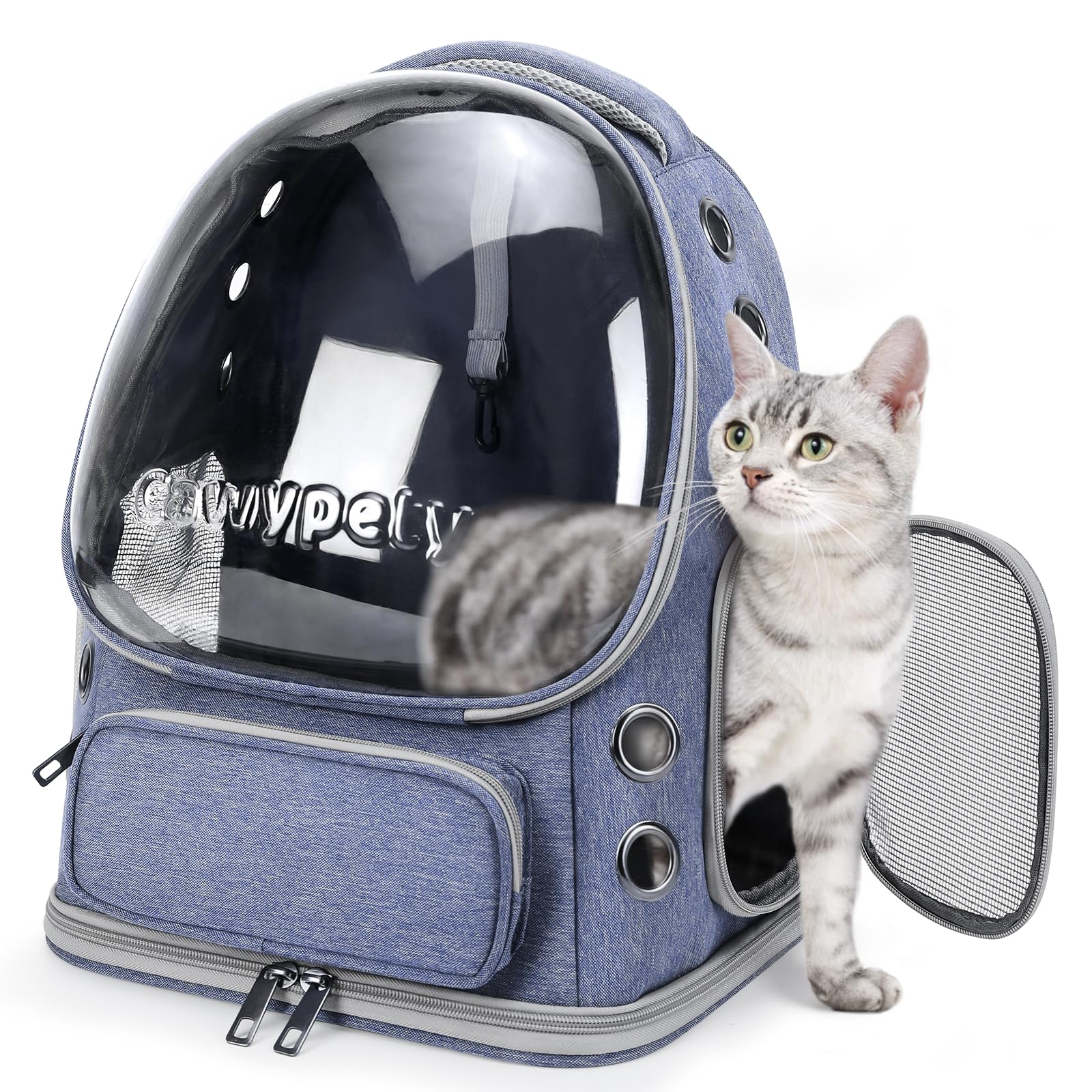 Cawypety sac dos chat avec bulle transparente: vue et ventilation optimales.