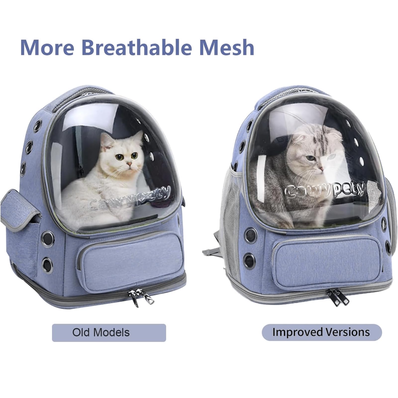Cawypety sac dos chat design carré et pliable pour voyage léger.