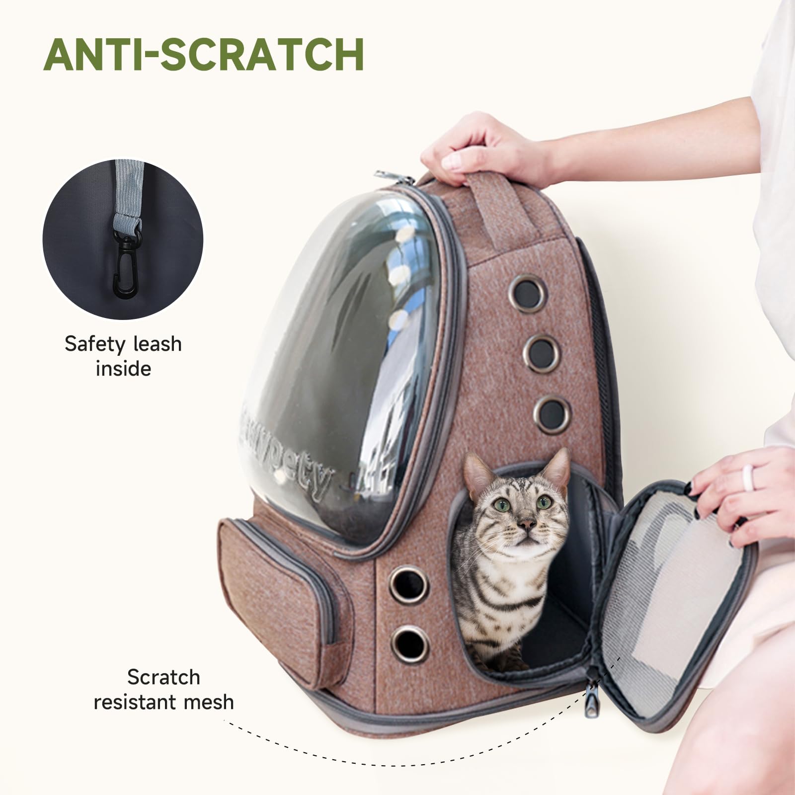 Cawypety sac dos chat ouvertures latérales facilitant entrée et sortie