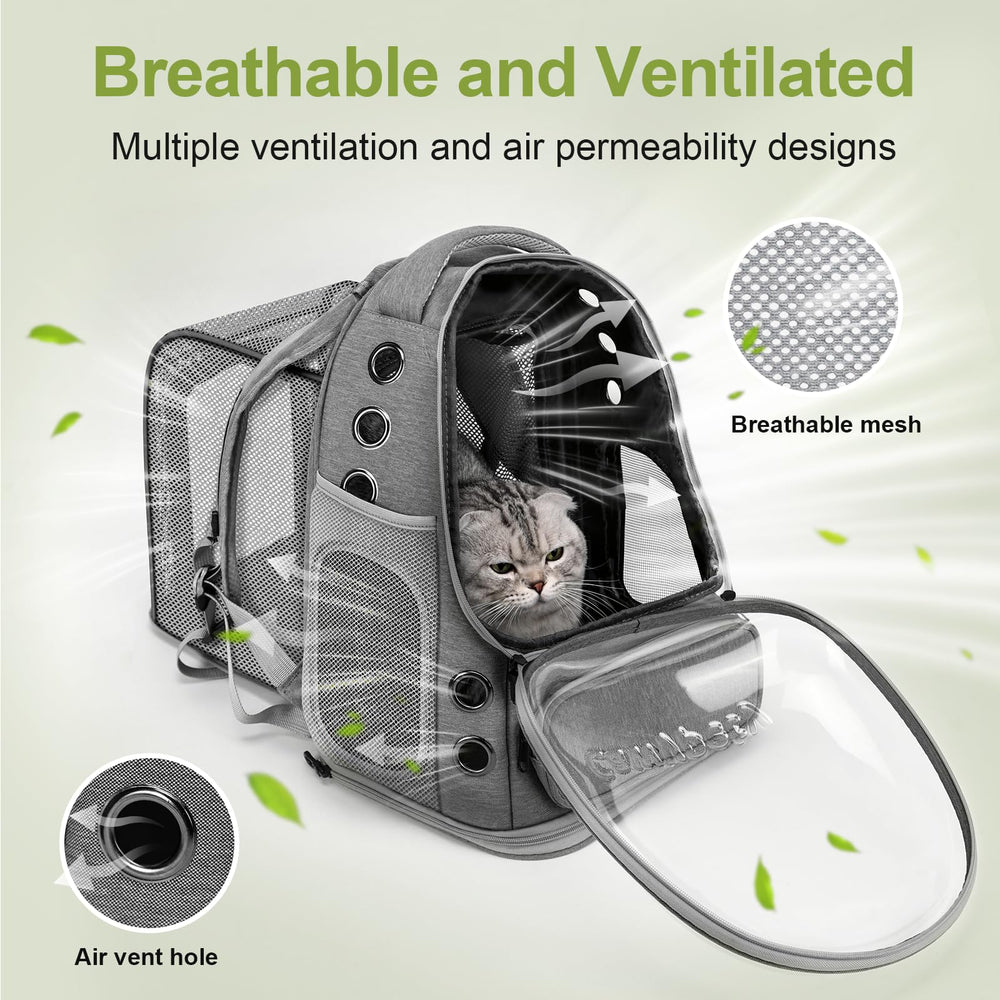 Cawypety sac dos chat matériaux respirants – ventilation efficace pour le confort.