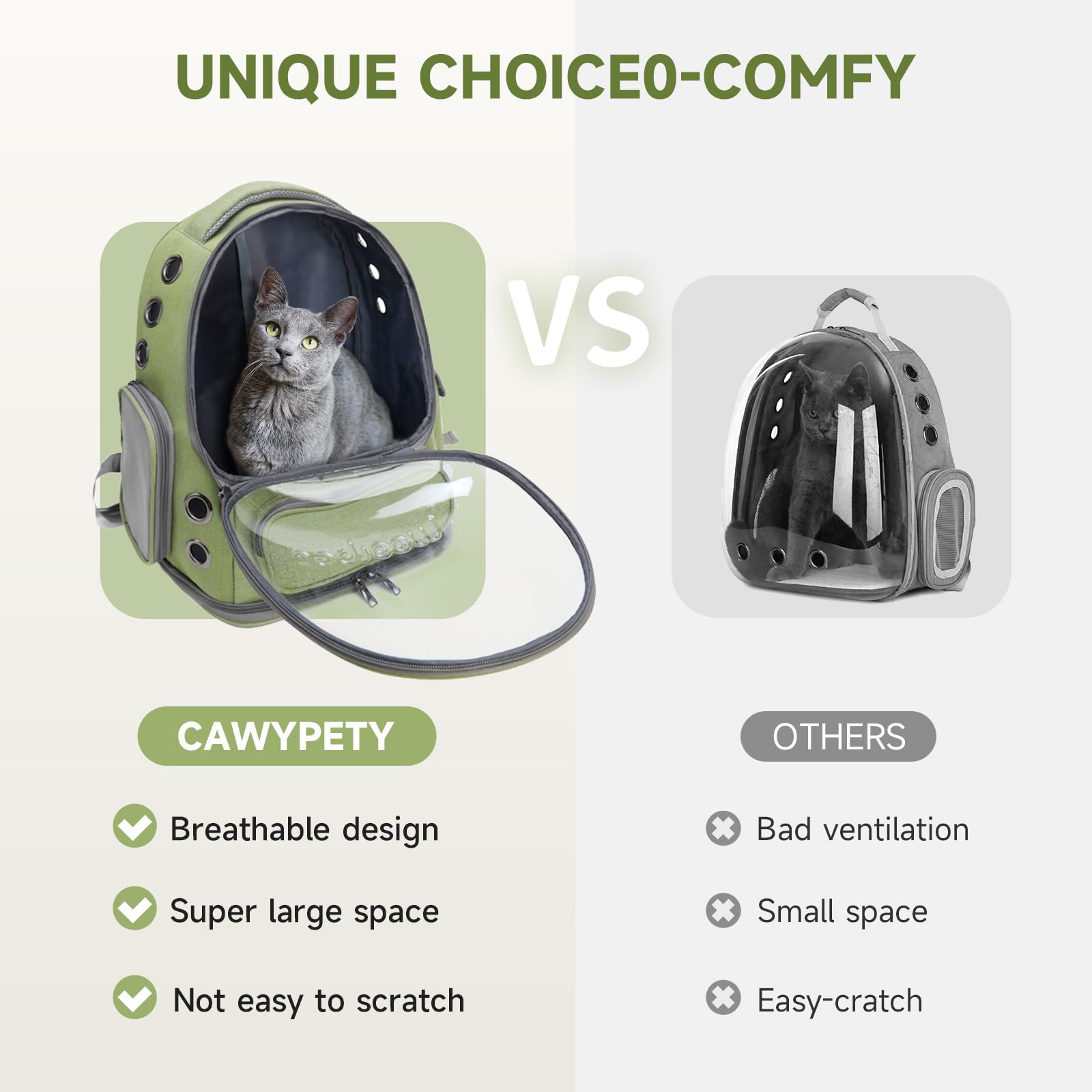 Cawypety porte-chat: ouvertures latérales facilitant l’accès