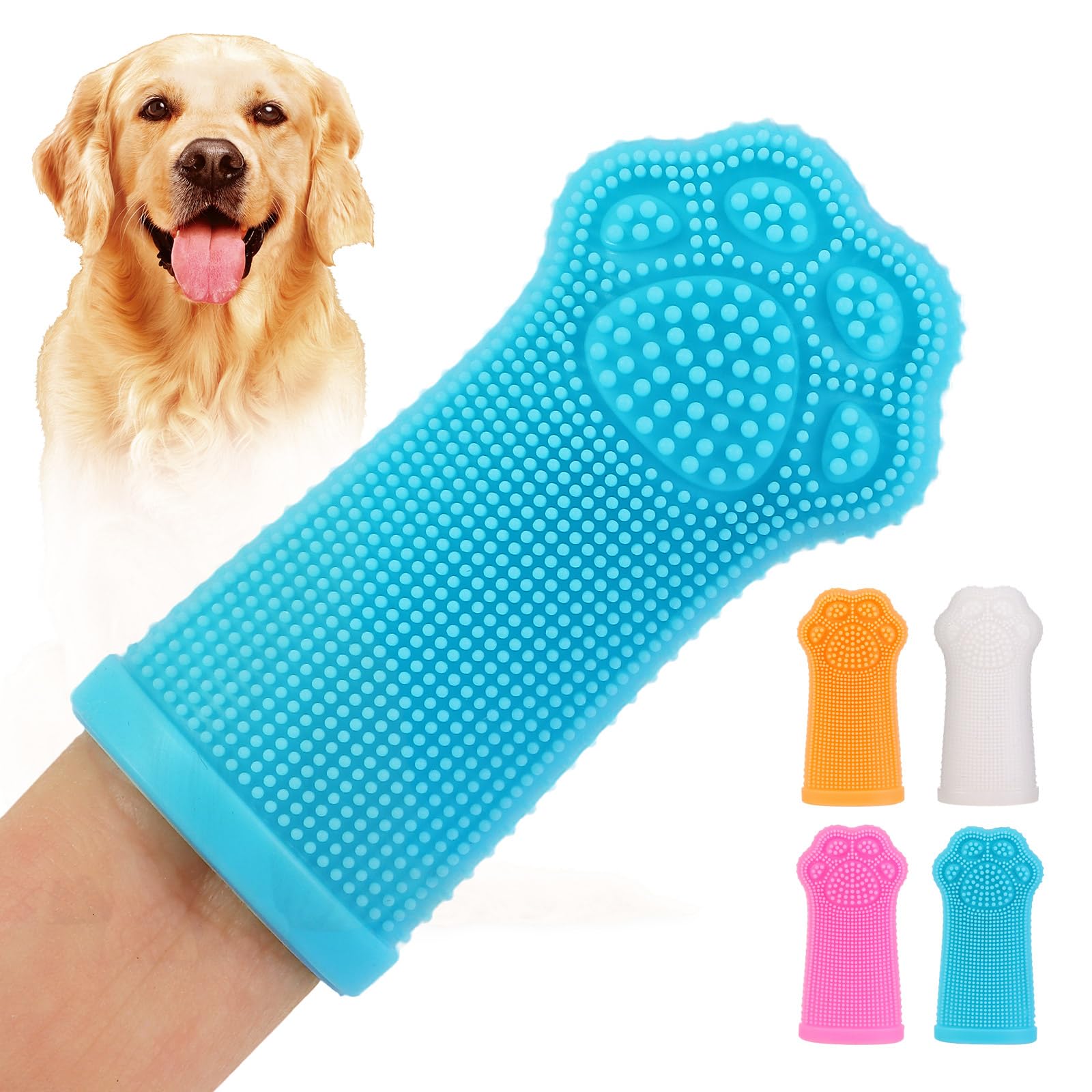 Brosse-doigts Caxlis pour chien en silicone, nettoyage en douceur.