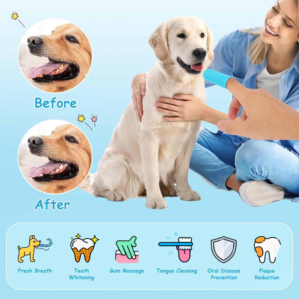 Brosse-doigts Caxlis pour chien, brins courts pour un brossage précis entre les dents.