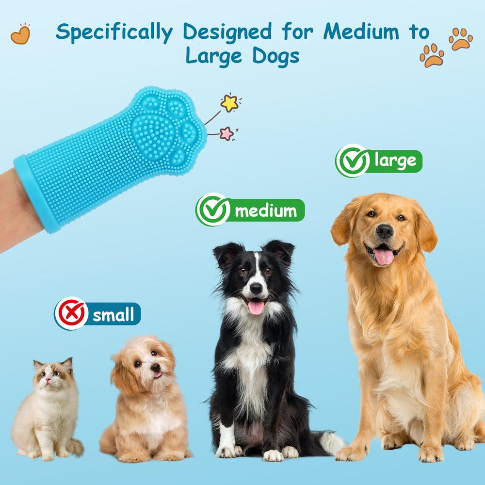 Routine quotidienne calme grâce à la douceur de la brosse-doigts Caxlis pour chien.