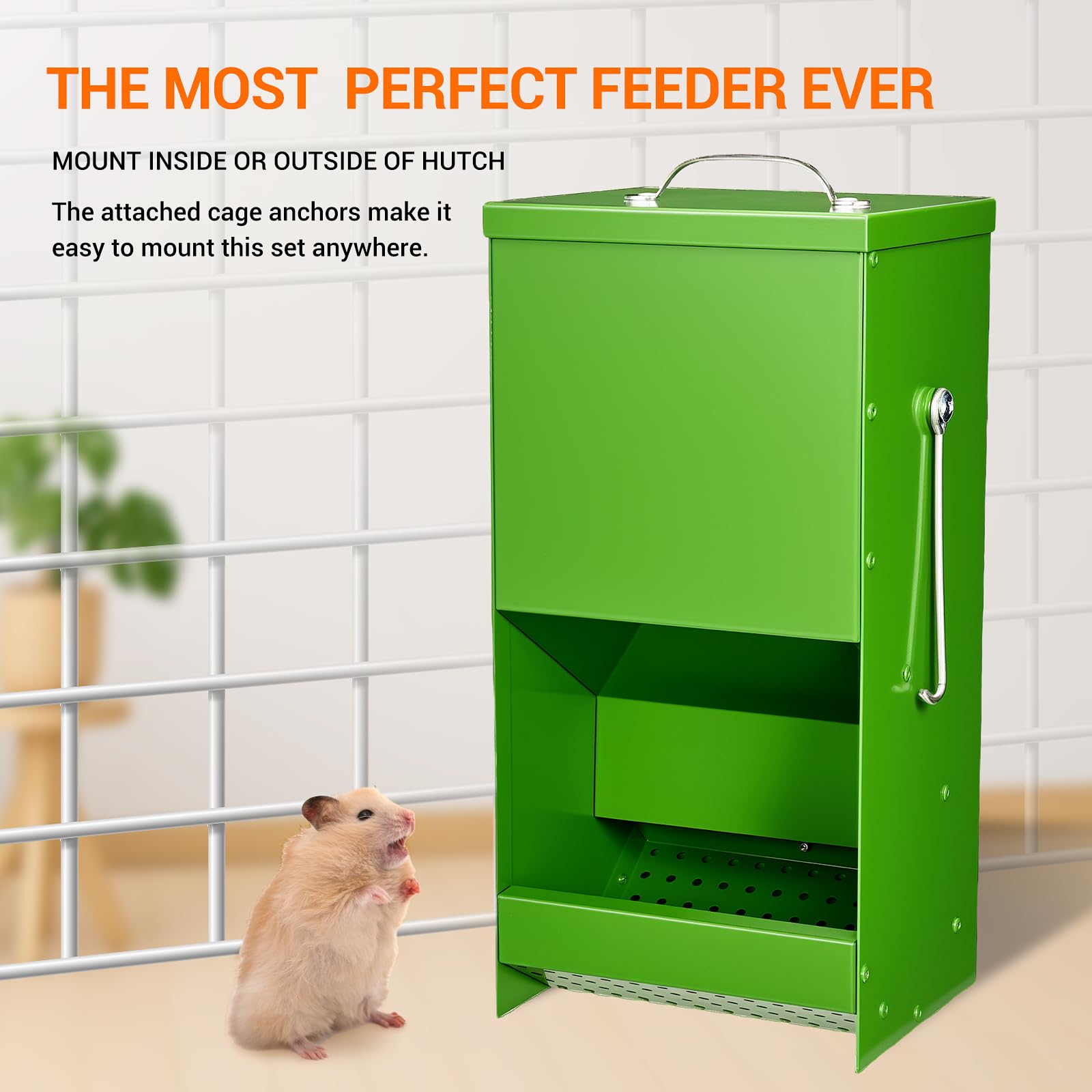 CCAENI distributeur d'aliments lapin installation cage extérieure pratique et robuste