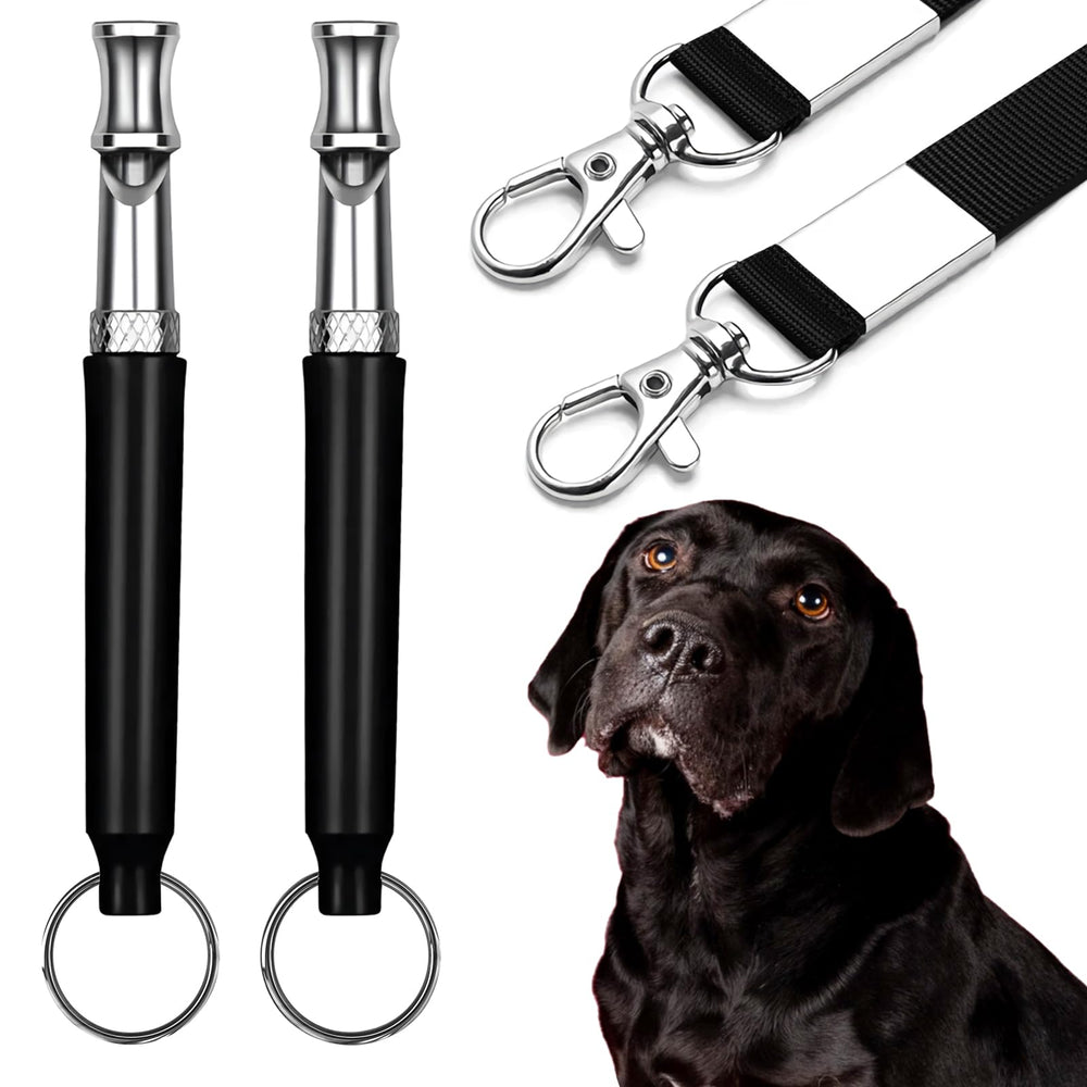 Sifflet CdbC pour chien en noir avec lanière, ensemble de deux pour le dressage à distance.