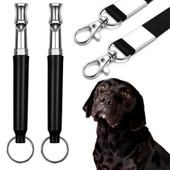 Sifflet CdbC pour chien en noir avec lanière, ensemble de deux pour le dressage à distance.