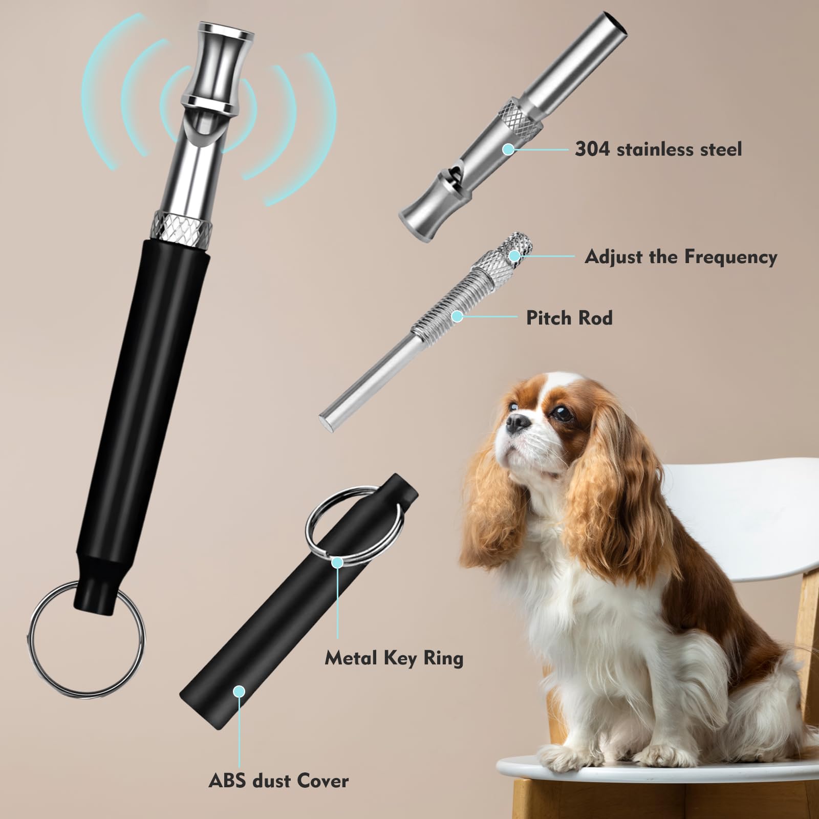 Sifflet ultrasonique CdbC, plage réglable pour adapter l’entraînement canin.