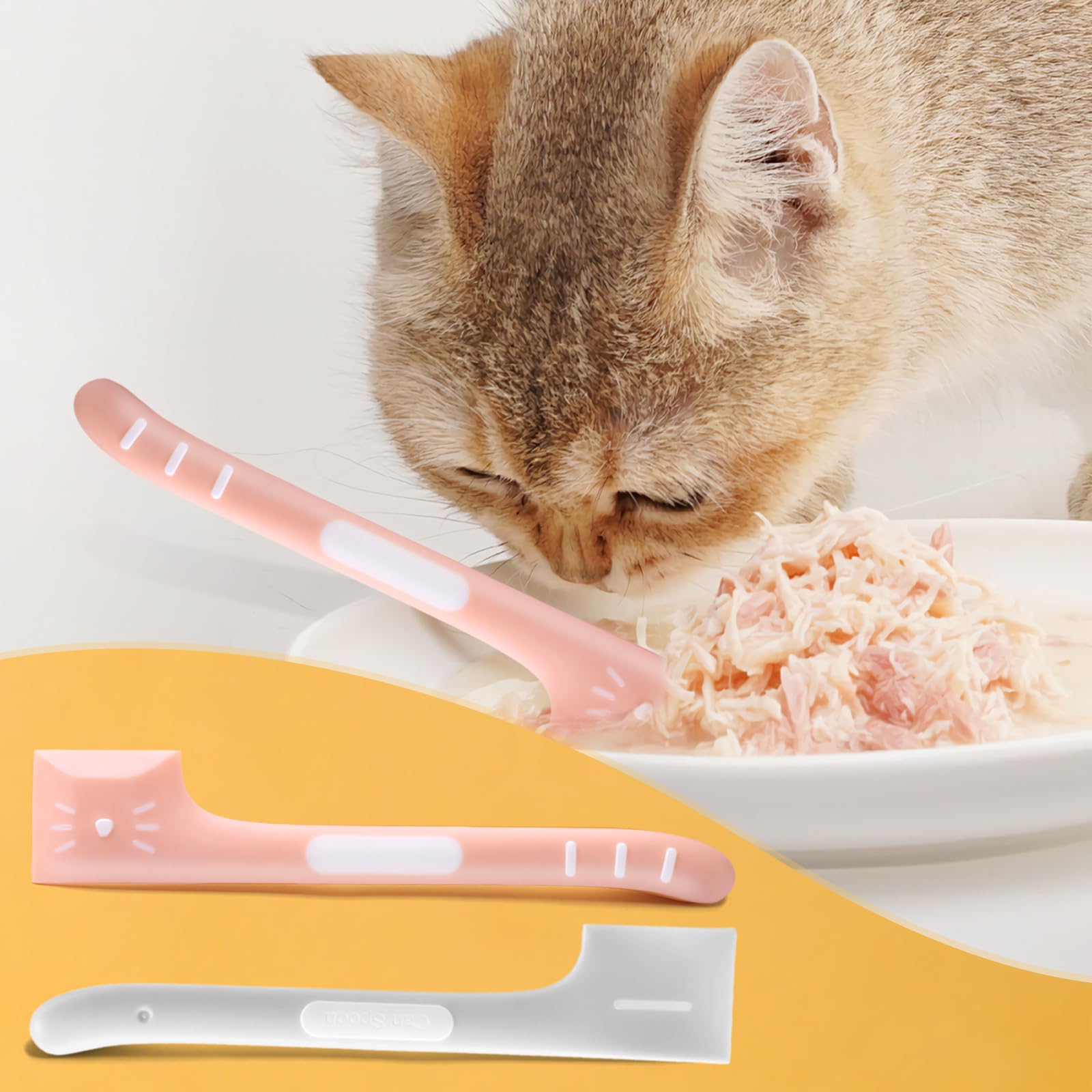 Usage polyvalent chat pour yaourt et nourriture en conserve, pratique au quotidien.