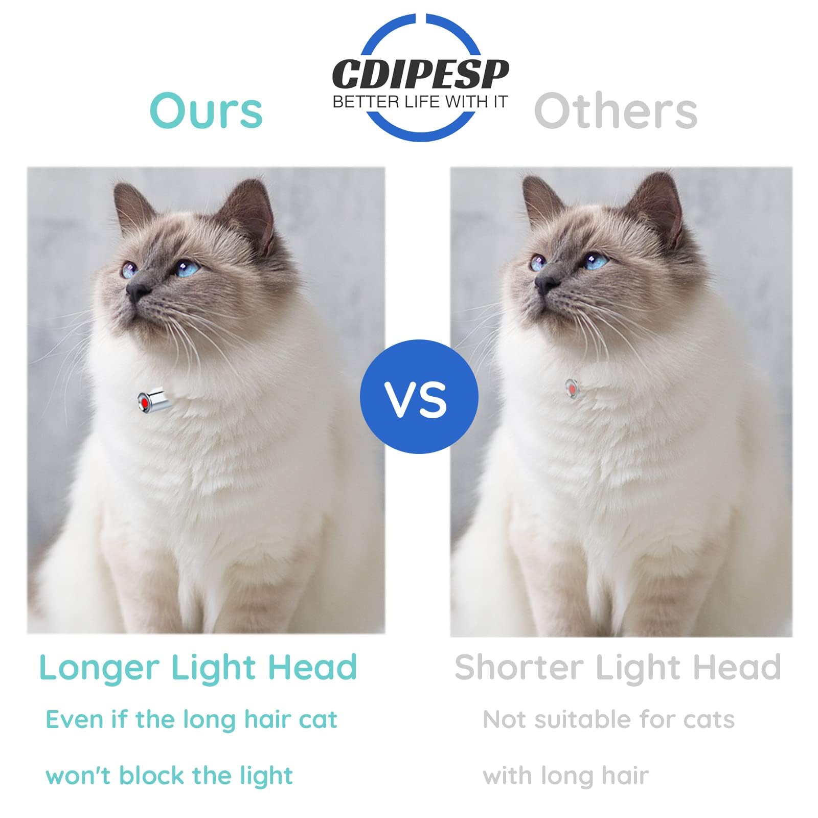 Cdipesp collier laser chat, distance ajustable, faisceau adapté à la taille du chat.