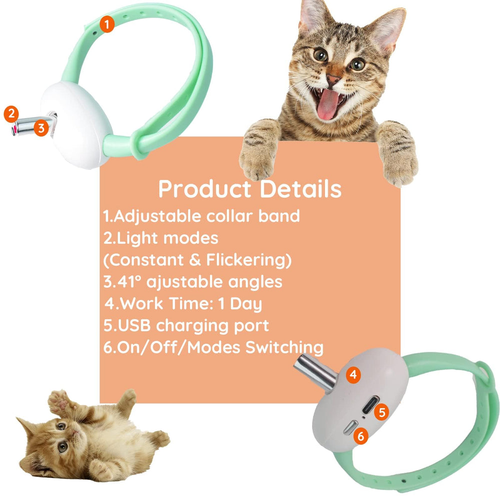 Cdipesp collier laser chat, recharge USB-C, autonomie prolongée.