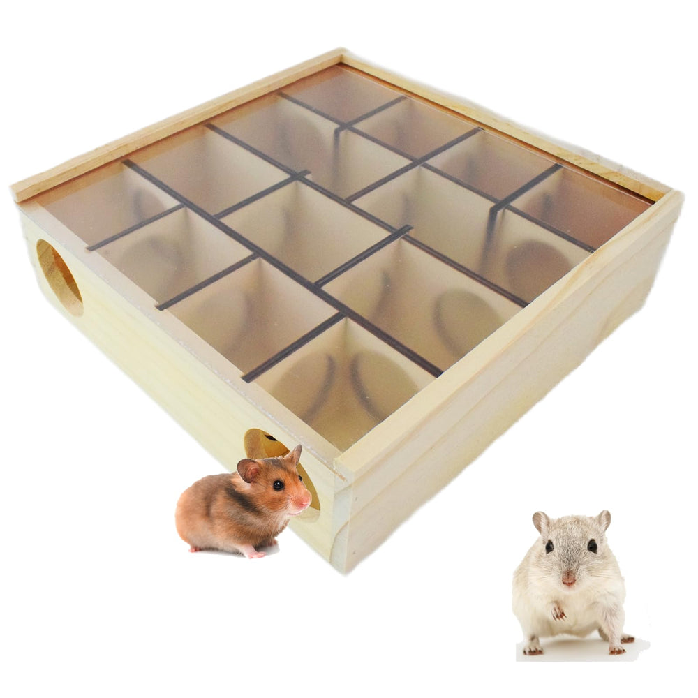 Cdipesp labyrinthe en bois pour hamster, espace d'exploration naturel.