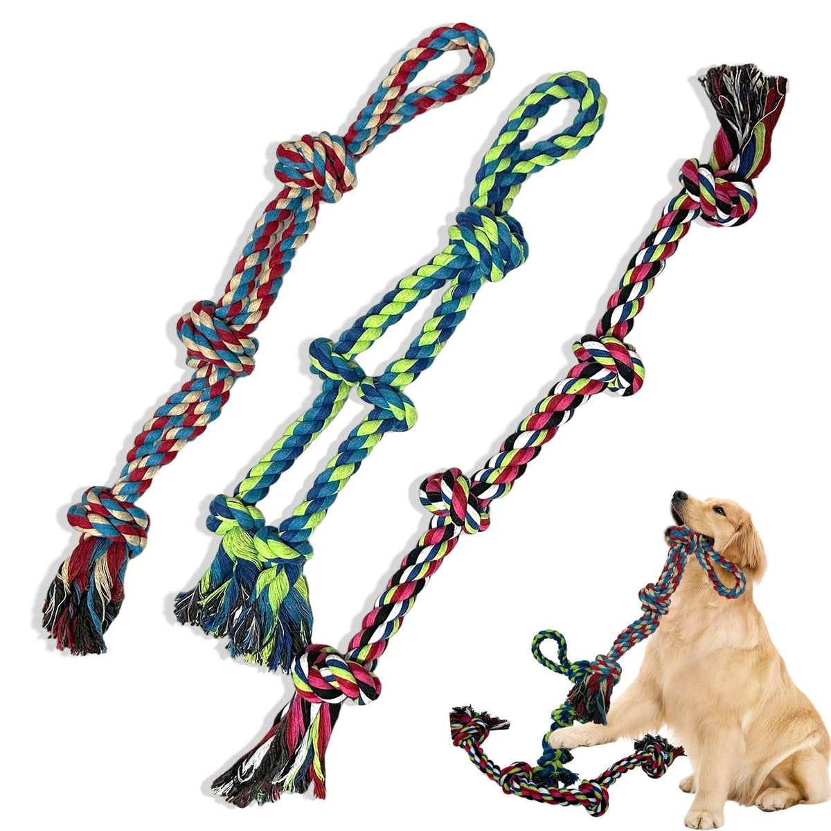 Cdyzqikm pack de 3 cordes chien, parfait pour varier les jeux