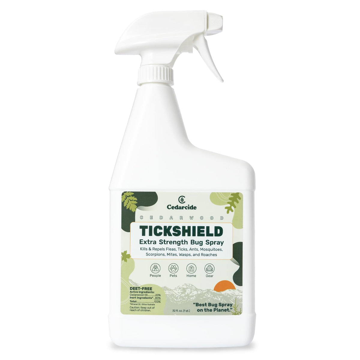 Cedarcide Tickshield – bouteille quart prête, répulsif naturel moustiques et tiques.