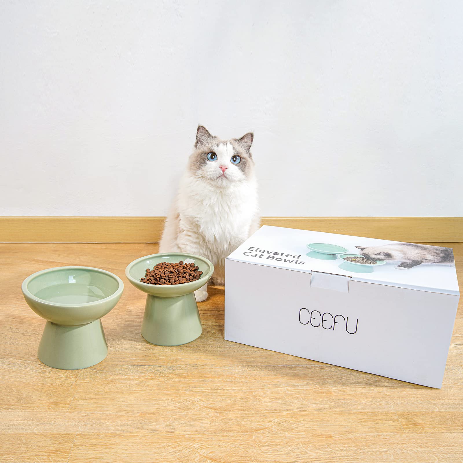 CEEFU ensemble deux bols nourriture et eau, style vert sauge.