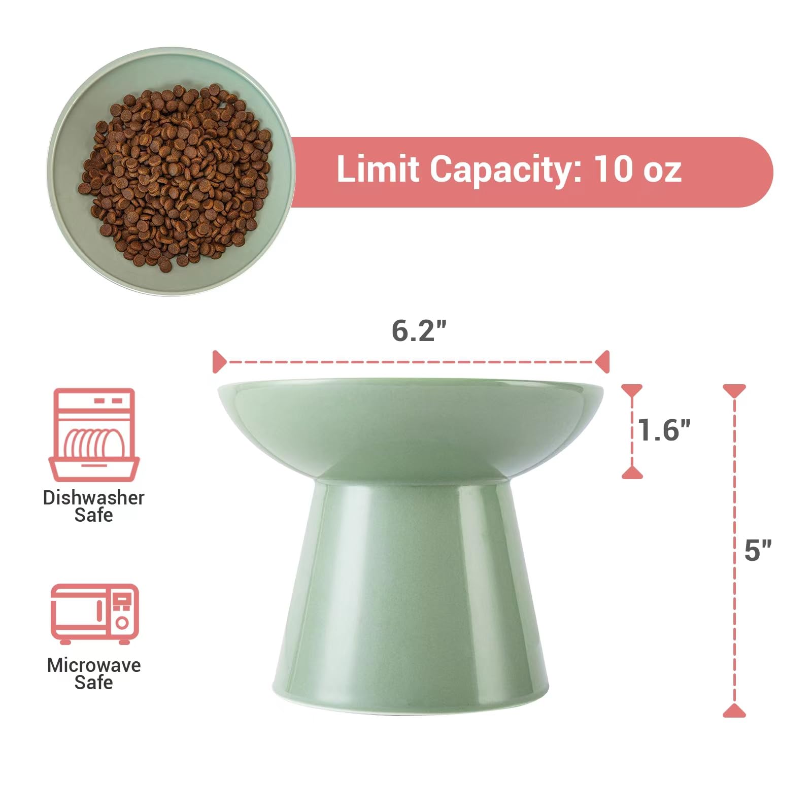 CEEFU bol chat élevé diamètre 6,2 po, accès facile pour gros chats.