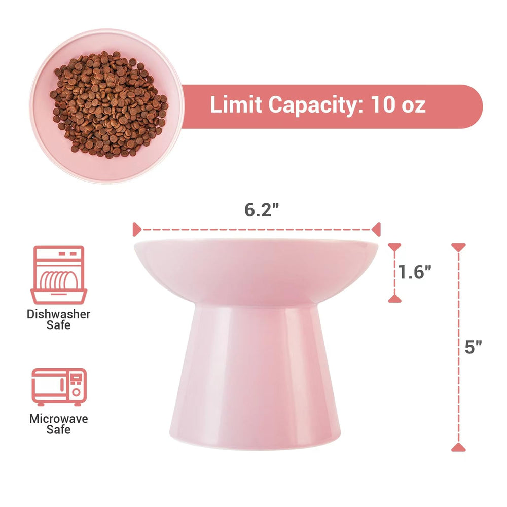 Bol CEEFU rose pour chat, hauteur pratique pour éviter l'inconfort en mangeant.