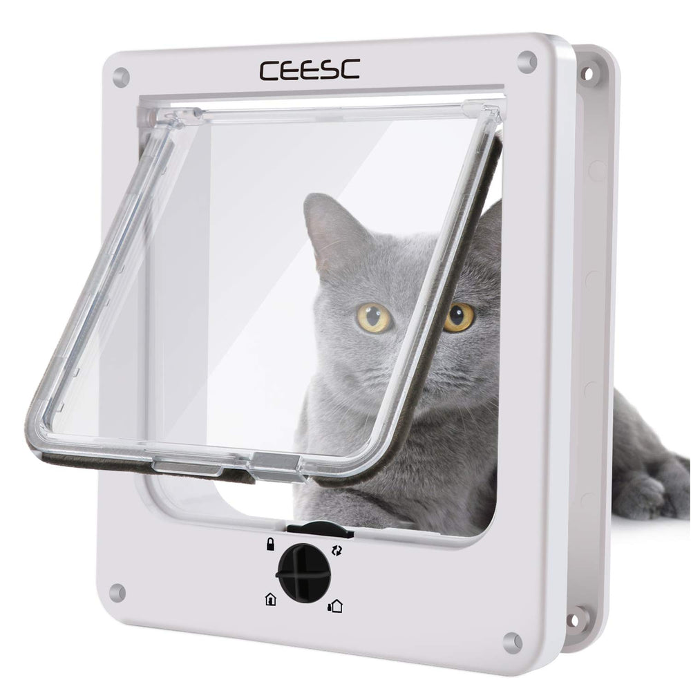 Porte CEESC pour chat moyen prête à être installée sur porte intérieure ou extérieure.