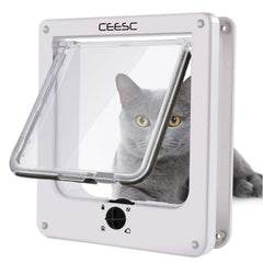 Porte CEESC pour chat moyen prête à être installée sur porte intérieure ou extérieure.