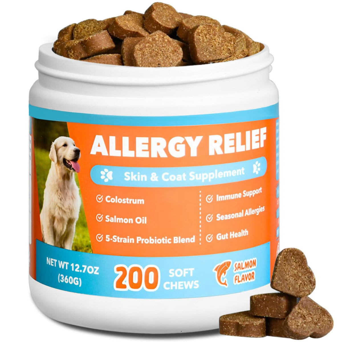 CeliAeh Friandises Allergie Chien – emballage saumon, pratique pour démarrer la routine quotidienne.