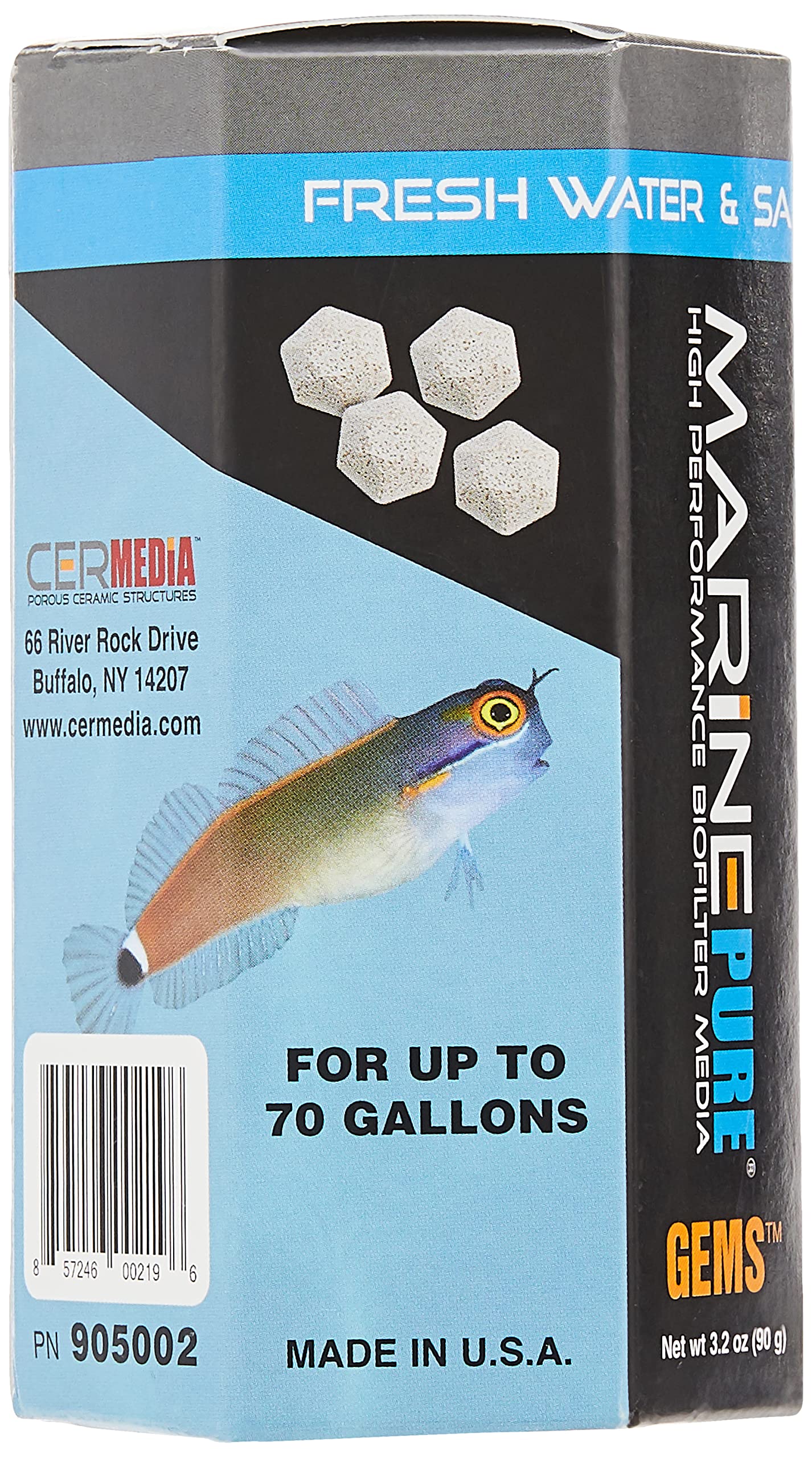 Gemmes CerMedia MarinePure augmentant la capacité du filtre canister.