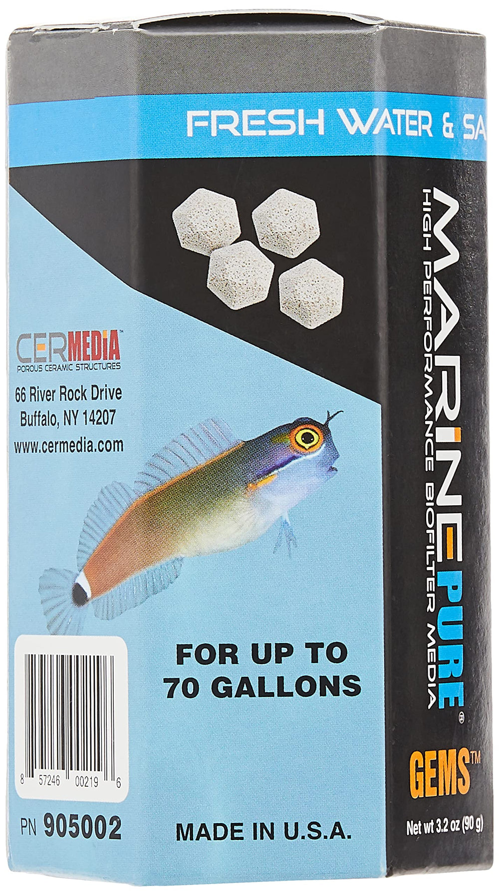 Gemmes CerMedia MarinePure augmentant la capacité du filtre canister.