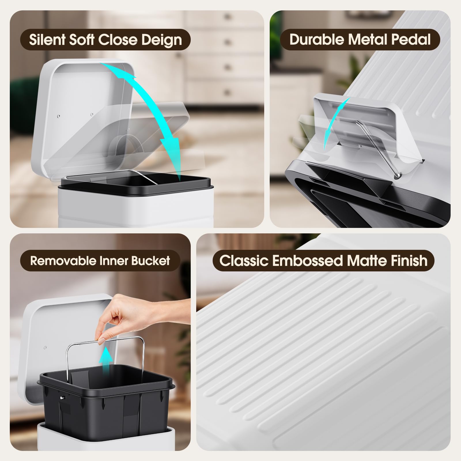 Poubelle CEROELDA fermeture douce silencieuse adaptée bureau