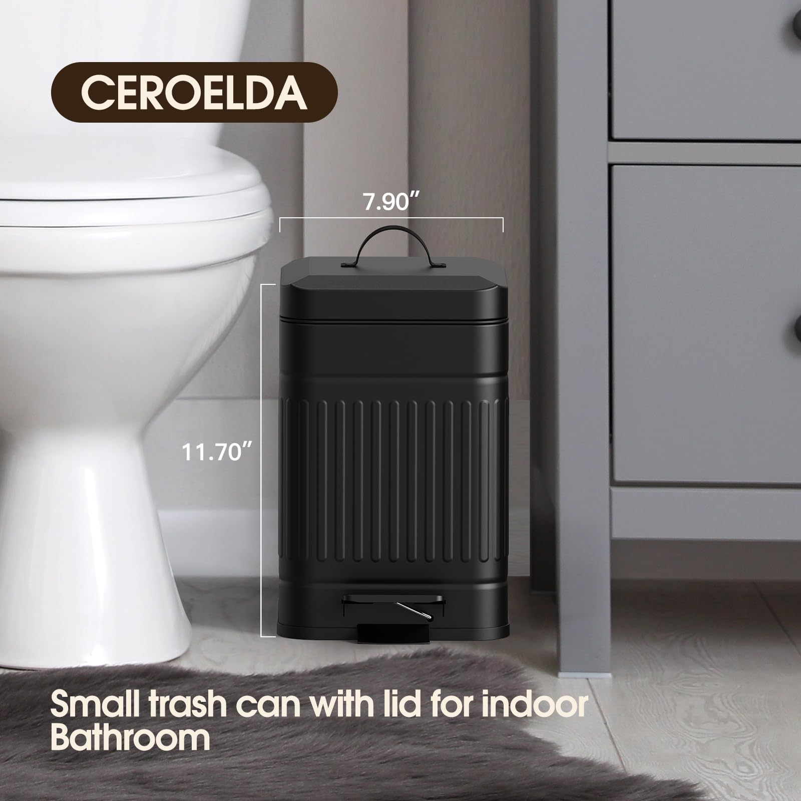 Poubelle en inox CEROELDA anti-trace, facile à nettoyer