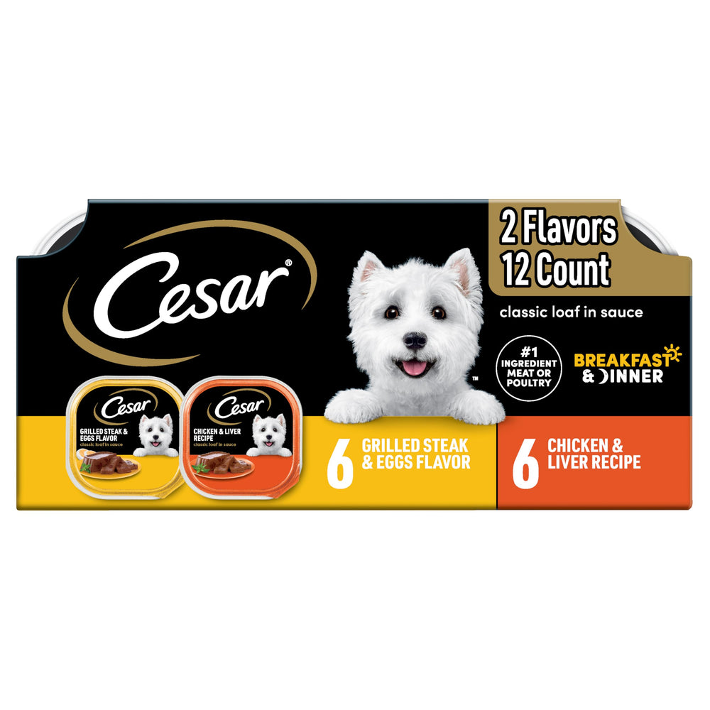 Cesar: aliment humide pour chien, portion individuelle Loaf Sauce, pratique et savoureux.