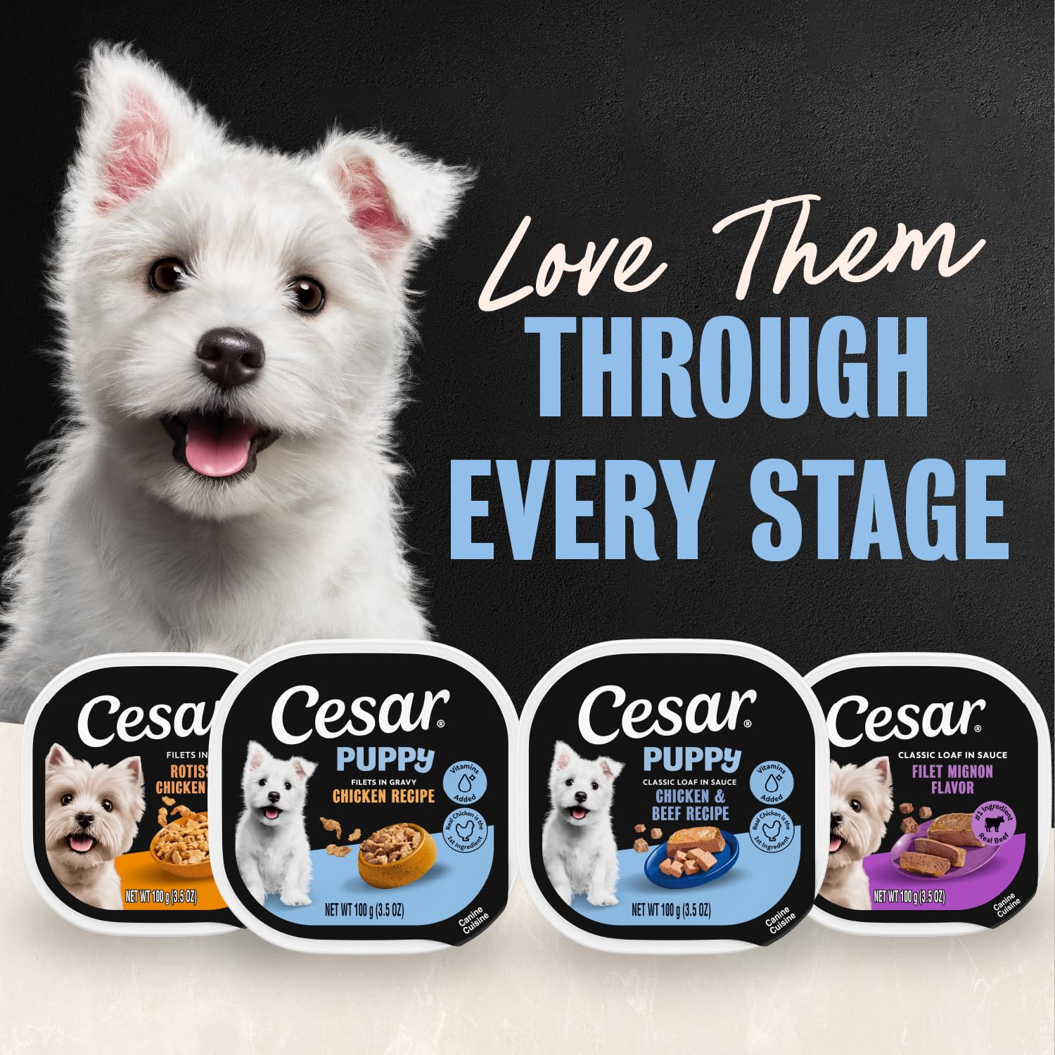 Cesar Chiot Texture Douce: texture tendre adaptée aux chiots