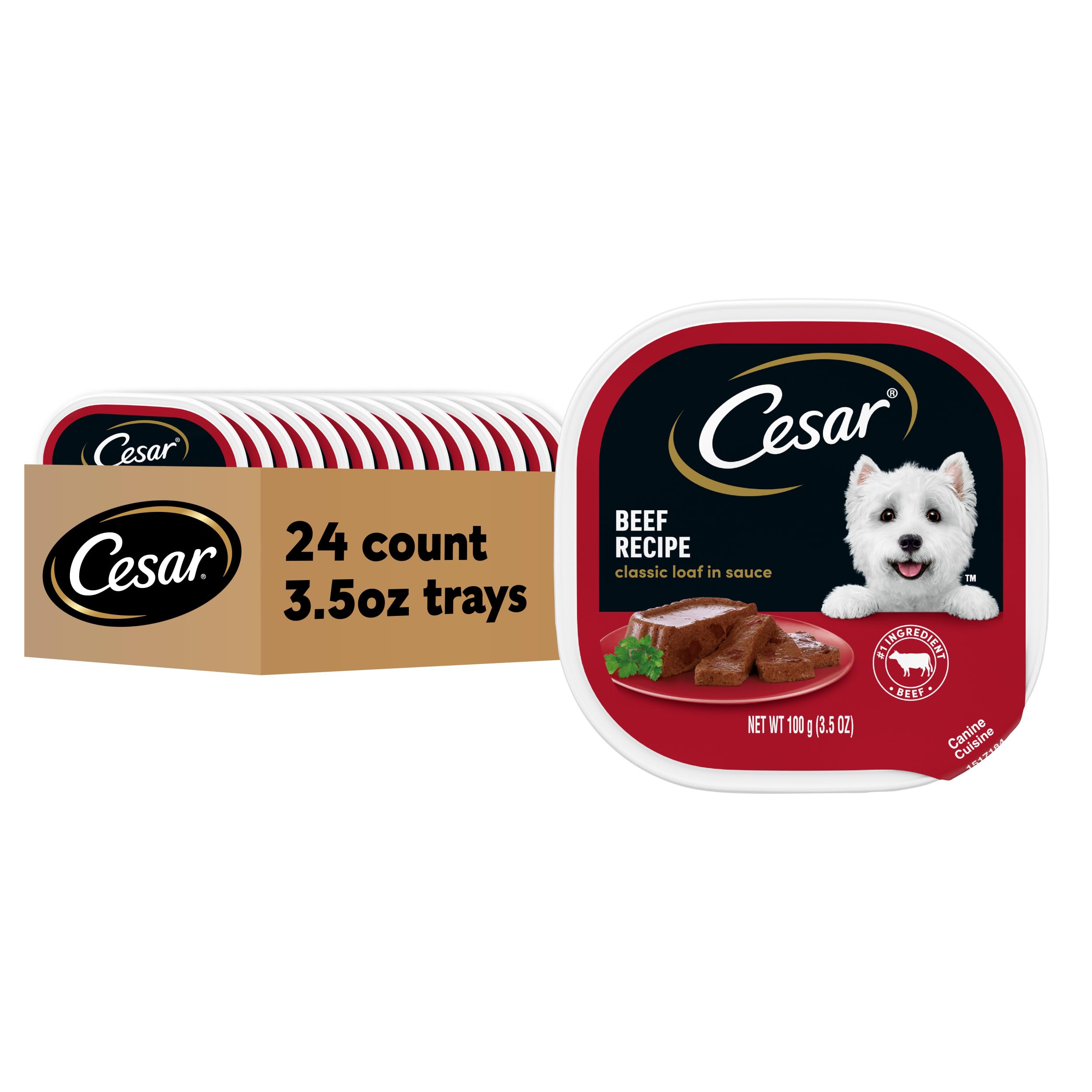 Cesar Classic Loaf en Sauce pour chien adulte boeuf, tranche pratique et savoureuse.