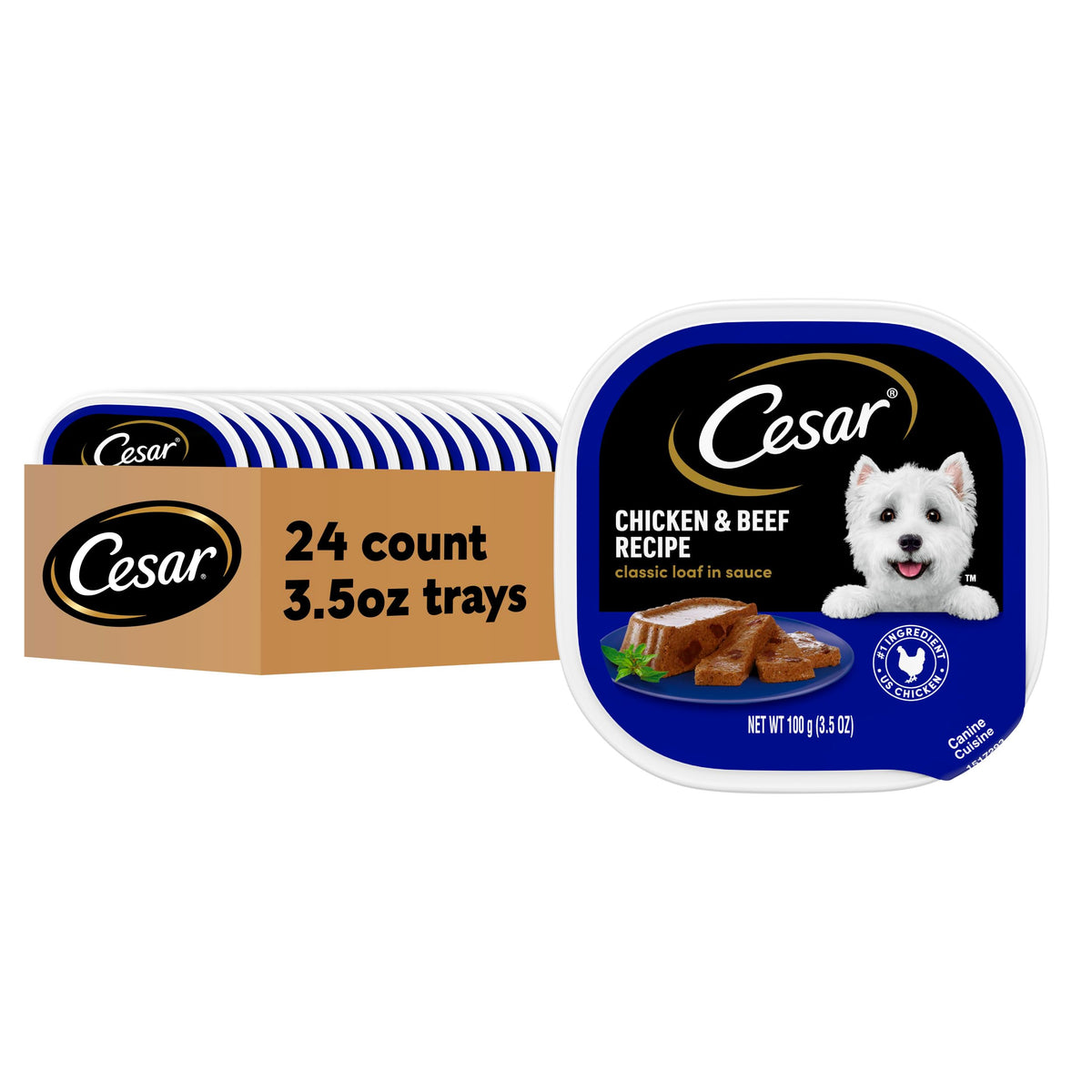 Cesar Classic Loaf en Sauce, poulet et boeuf, texture tendre pour chien.
