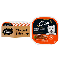 Cesar Classic Loaf en Sauce poulet et foie, tranche visible, protéine de qualité pour chien adulte