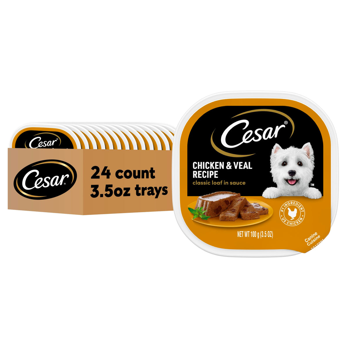 Cesar Classic Loaf en Sauce avec poulet et veau en barquette pelable.