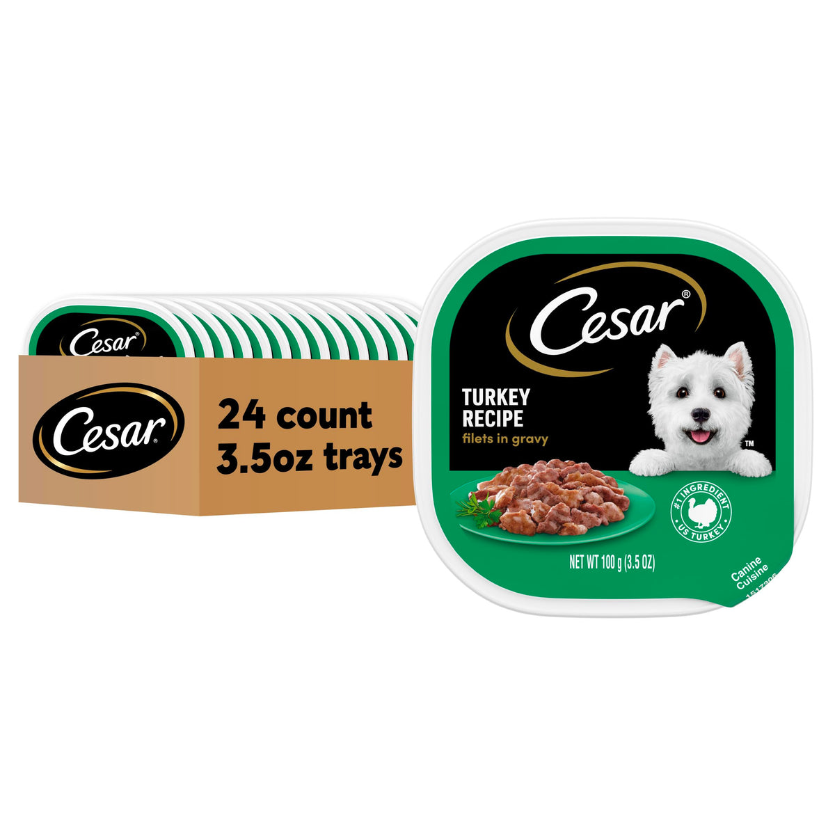 Cesar Filets en Sauce Dinde, barquette pratique prête à servir.