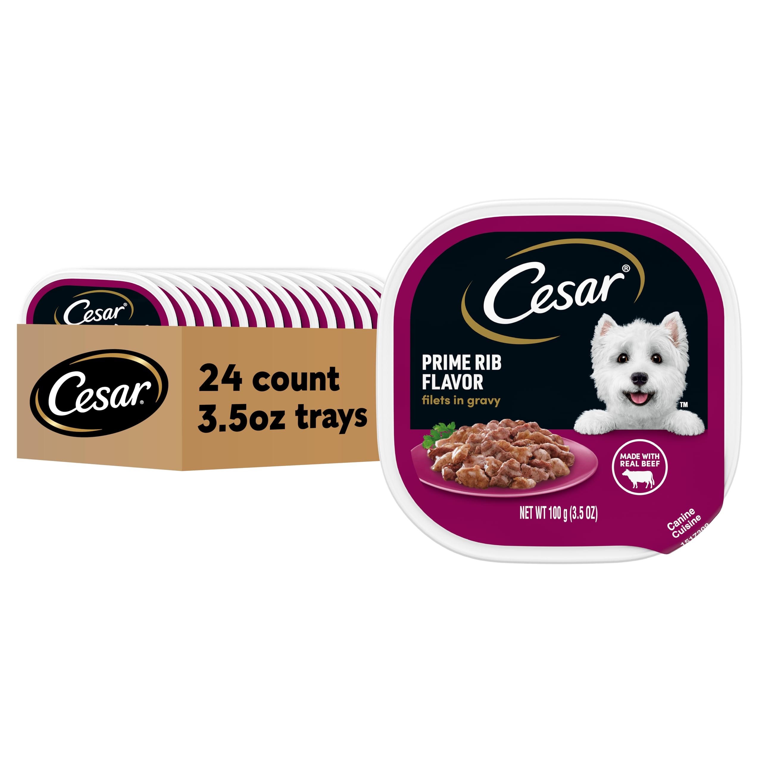 Cesar Filets en Sauce Prime Rib emballage pratique pour repas quotidiens du chien