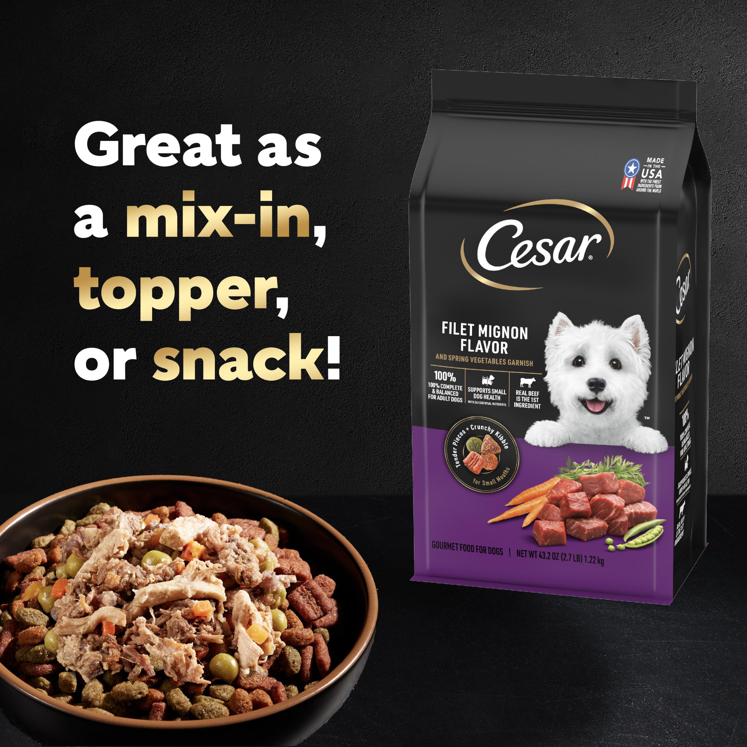 César Simply Crafted: pack de six sachets 8 oz, praticité pour l’alimentation.