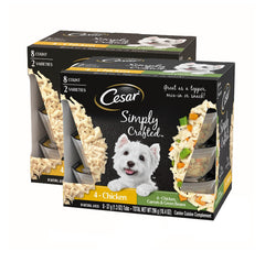 Cesar Simply Crafted pot poulet et légumes, repas gourmet pour chien.